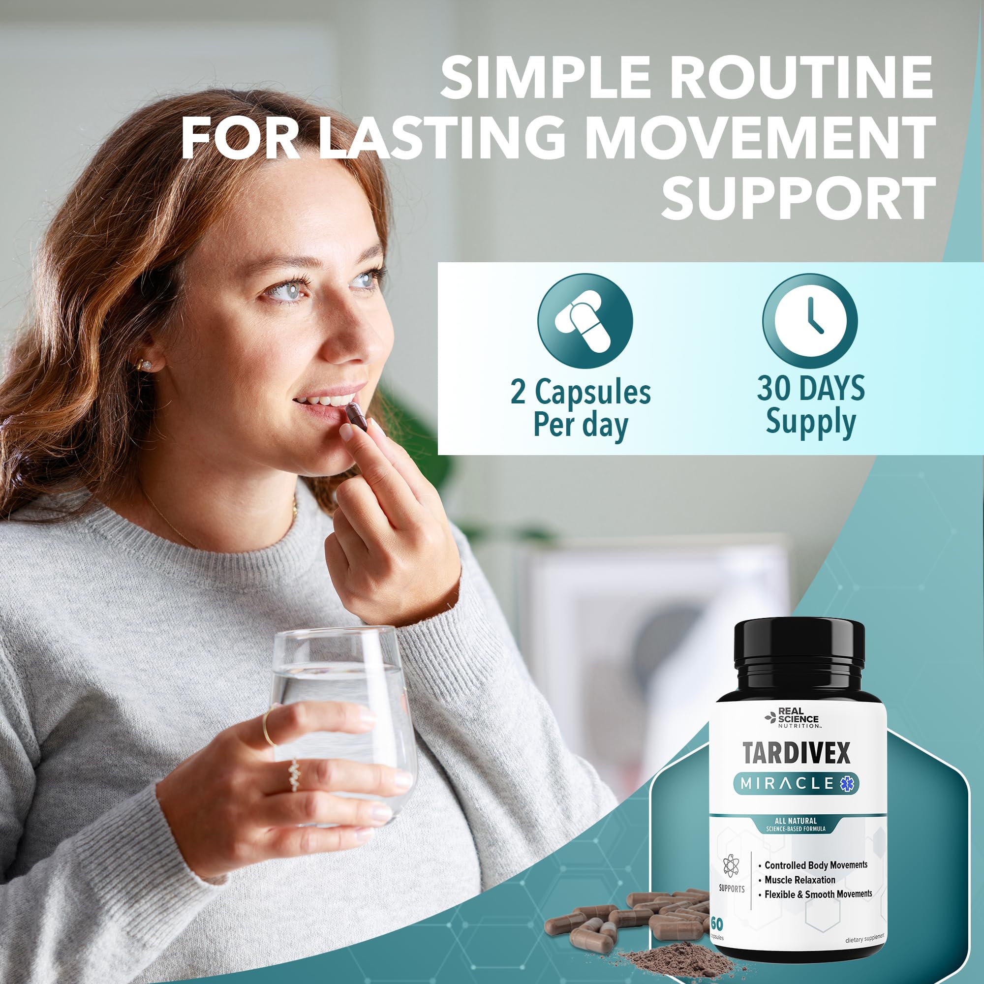 Real Science Tardivex All Natural Nerve Support Supplement for Neurological Balance - Includes Vinitrox, GABA & Essential Vitamins for Controlled Movement & Coordination - Made in USA, 60 Caps — Amazon image 6