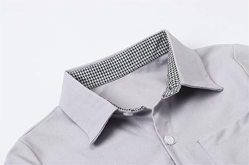 Vista 3 de SANGTREE Camisa de franela a cuadros para niños y hombres, camisas de manga larga con botones, 2 años a 4XL