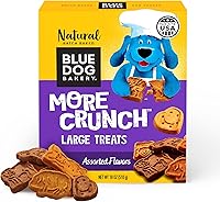 Blue Dog Bakery More Crunch Natural Dog Treats - Low-Fat, Teeth-Cleaning Biscuits, Assorted Flavors, 18oz Box