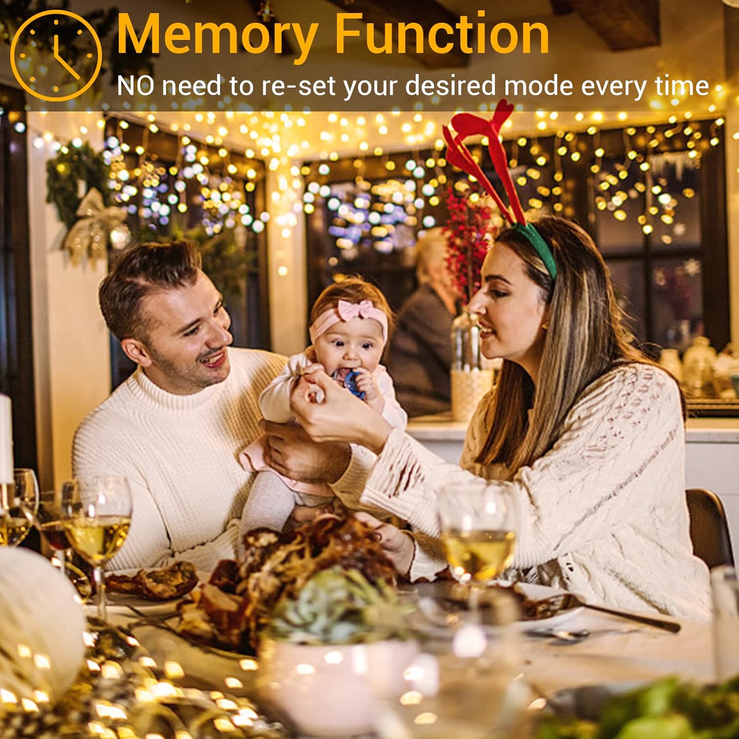 Areker Christmas Cluster Lights,1000LED Warm White Christmas Tree Lights 33ft,8 Modes&Memory Function with Dark Wire, Waterproof Christmas String Lights Outdoor,Indoor,Garden,Wedding