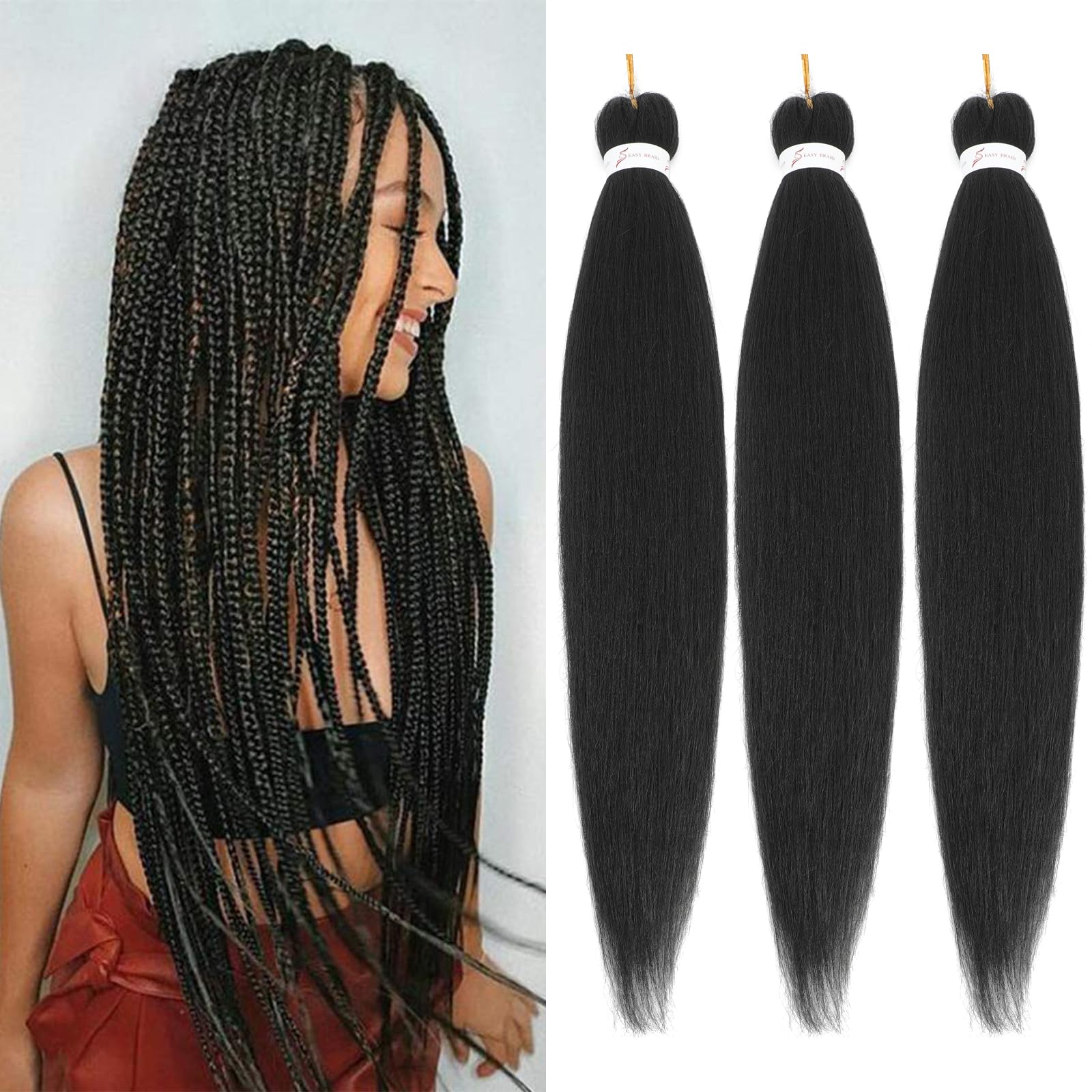 Amazon.com : Black Braiding Hair Pre Stretched Extensions Natural