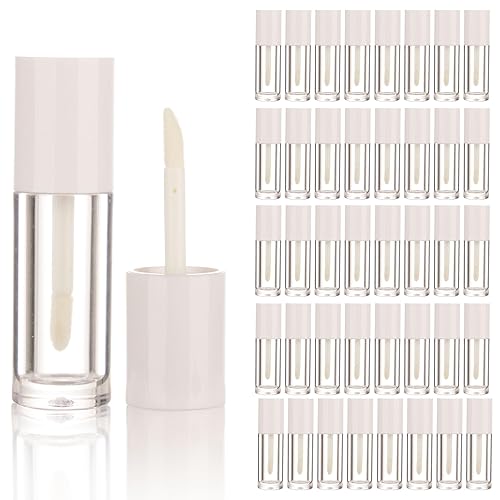 COSIDEA 40 tubos de brillo de labios blancos vacíos de 0.1 fl oz 0.08 oz tubo de brillo de labios con aplicador de varita para botellas de tinte de
