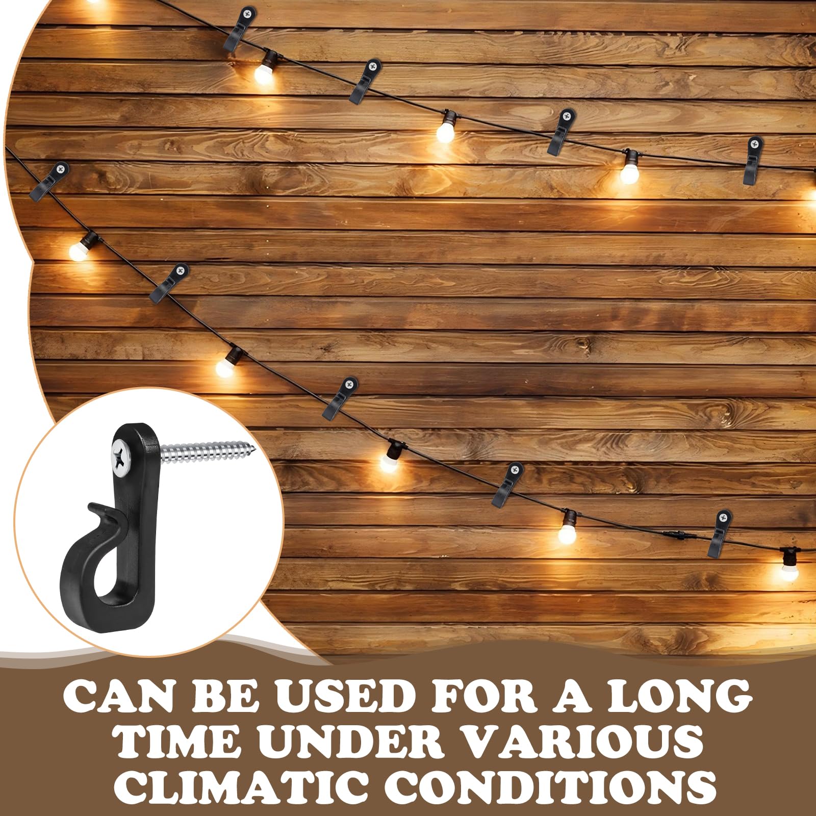 50Pack Q-Hanger Screw in Hooks Screw Hooks with Safety Buckle for Light Wire for Hanging String Lights Hanging Fairy Lights Plants - Image 3