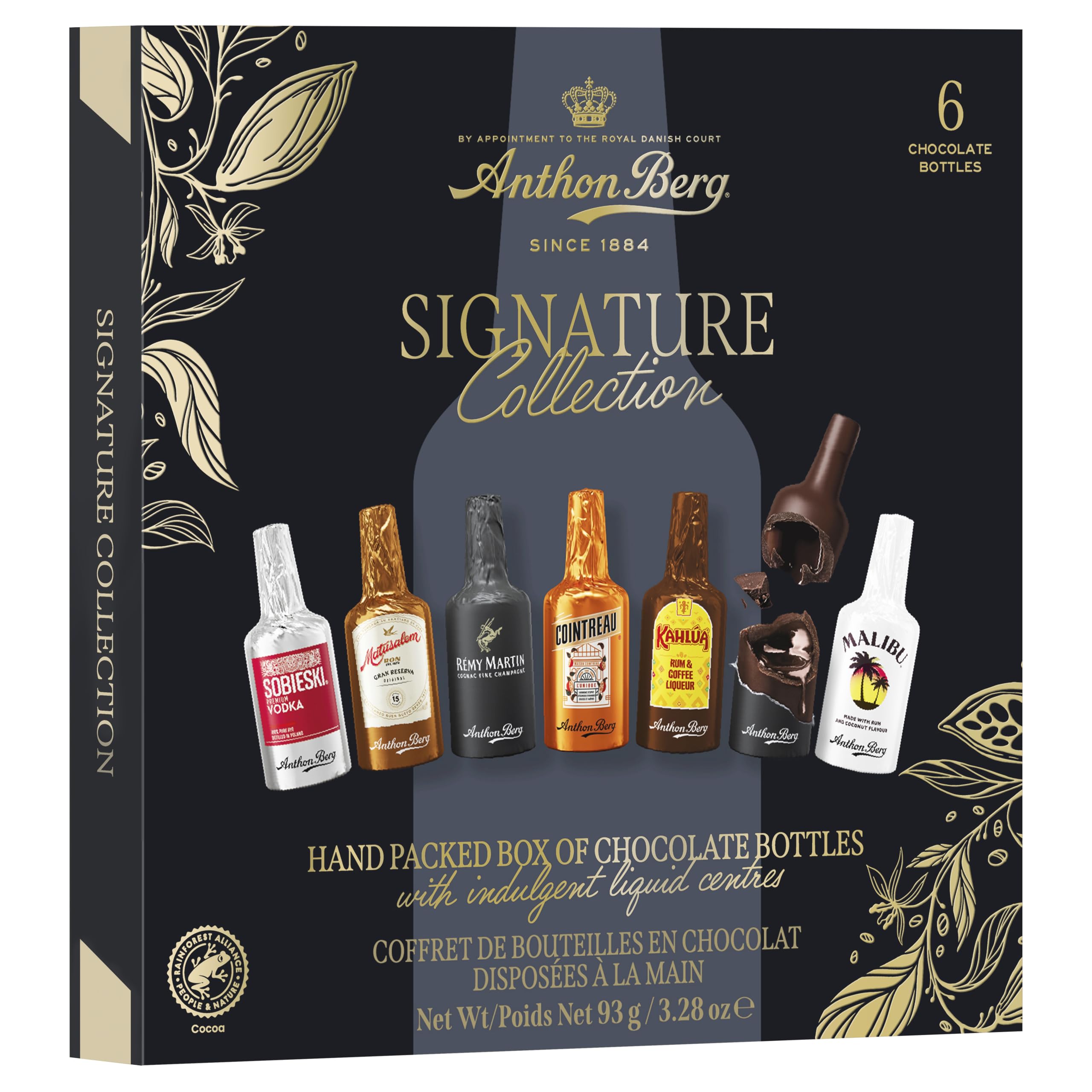 Anthon Berg 6 Chocolate Liqueurs, Dark Chocolate Case With Delicious Famous Spirit Liquid Fillings, Father's Day Gifting, 93 g (Pack of 1)