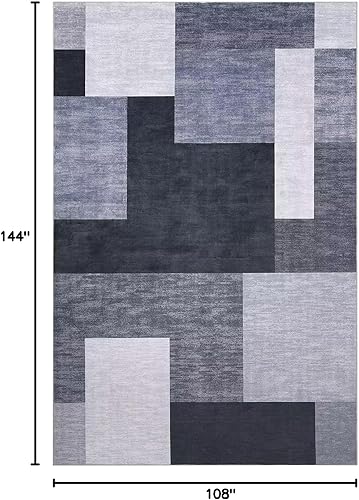 Miniatura 2 de Zacoo Alfombra de área moderna geométrica de 9 x 12 pulgadas, lavable, extra grande, para dormitorio, sala de estar, antideslizante, no se