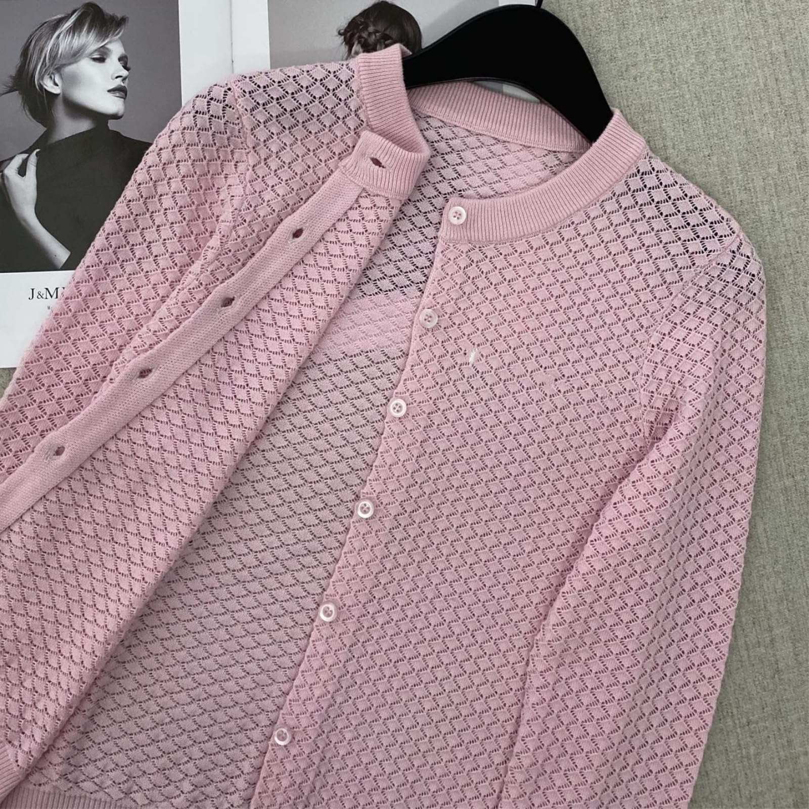HJDMO Cardigan da donna autunno 2026 girocollo lettera uncinetto lana fine maglia vestibilità regolare