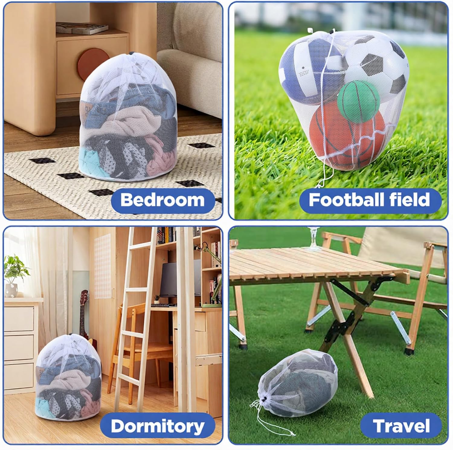 20 Pack Mesh Laundry Bags Bulk with Drawstring 24x20'' Hanging Dry Cleaning | Heavy Duty Medium Pull String Net Bags,Machine Washable Super Large,for Clothes,Sock,Bed Linen Dormitory Travelling Camping