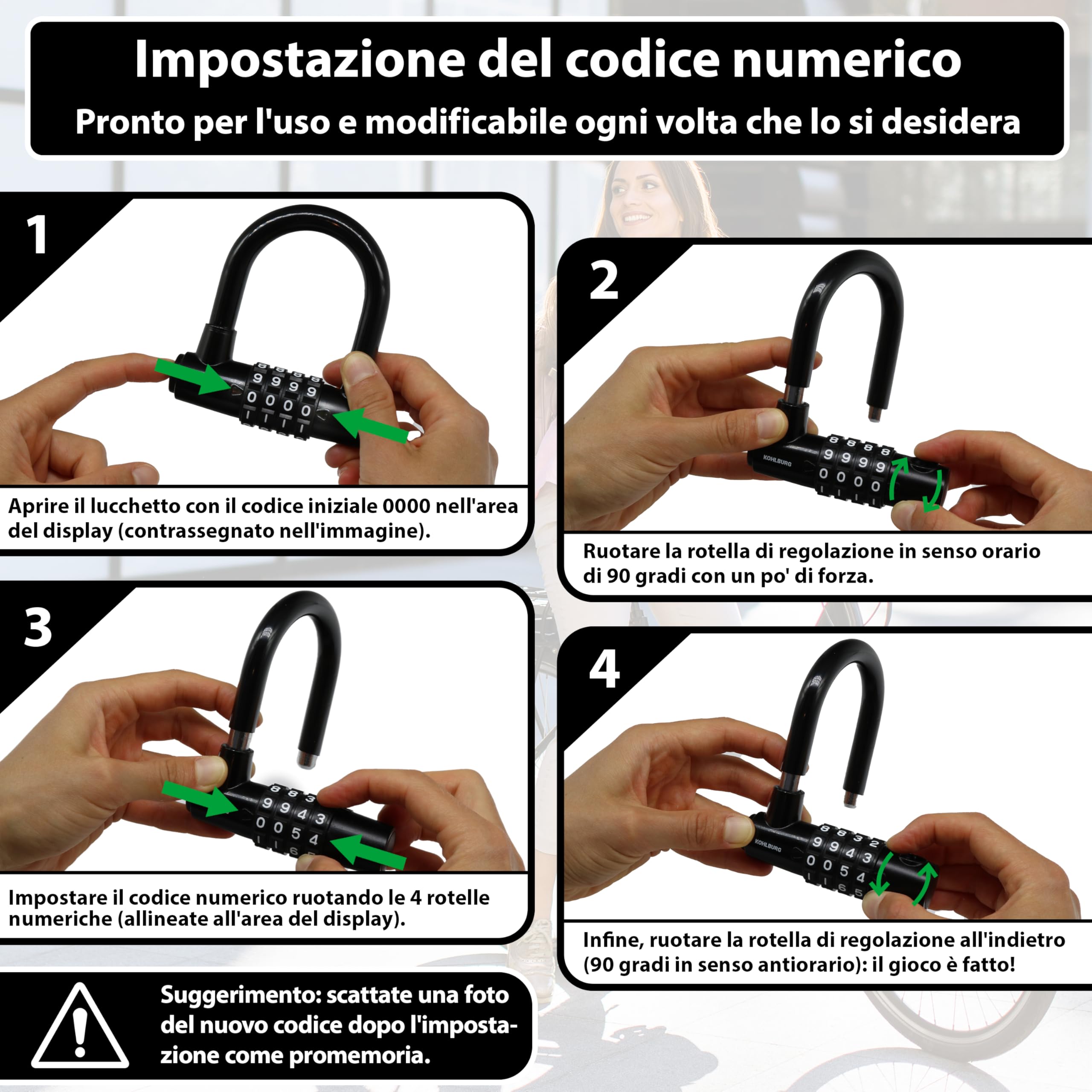 KOHLBURG Antifurto a cavo e combinazione [lungo 10 metri] cavo in acciaio rivestito con fascette e lucchetto a codice più biciclette, barche, mobili da giardino – lucchetto a cavo 10m