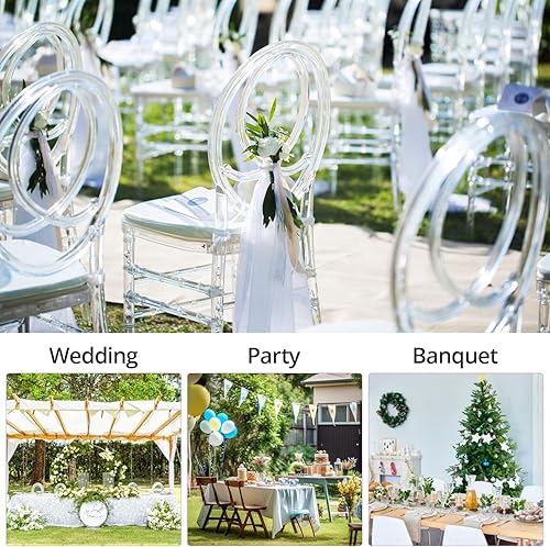 Miniatura 5 de TRIPLE TREE Juego de 4 sillas transparentes, sillas acrílicas de 16.1 pulgadas de ancho, modernas sillas fantasmas de cristal, sillas laterales de