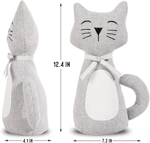 Vista 48 de Lindo tope de puerta decorativo para el hogar y la oficina, topes de puerta de piso, protectores de pared pesados de tela con peso animal, gato café