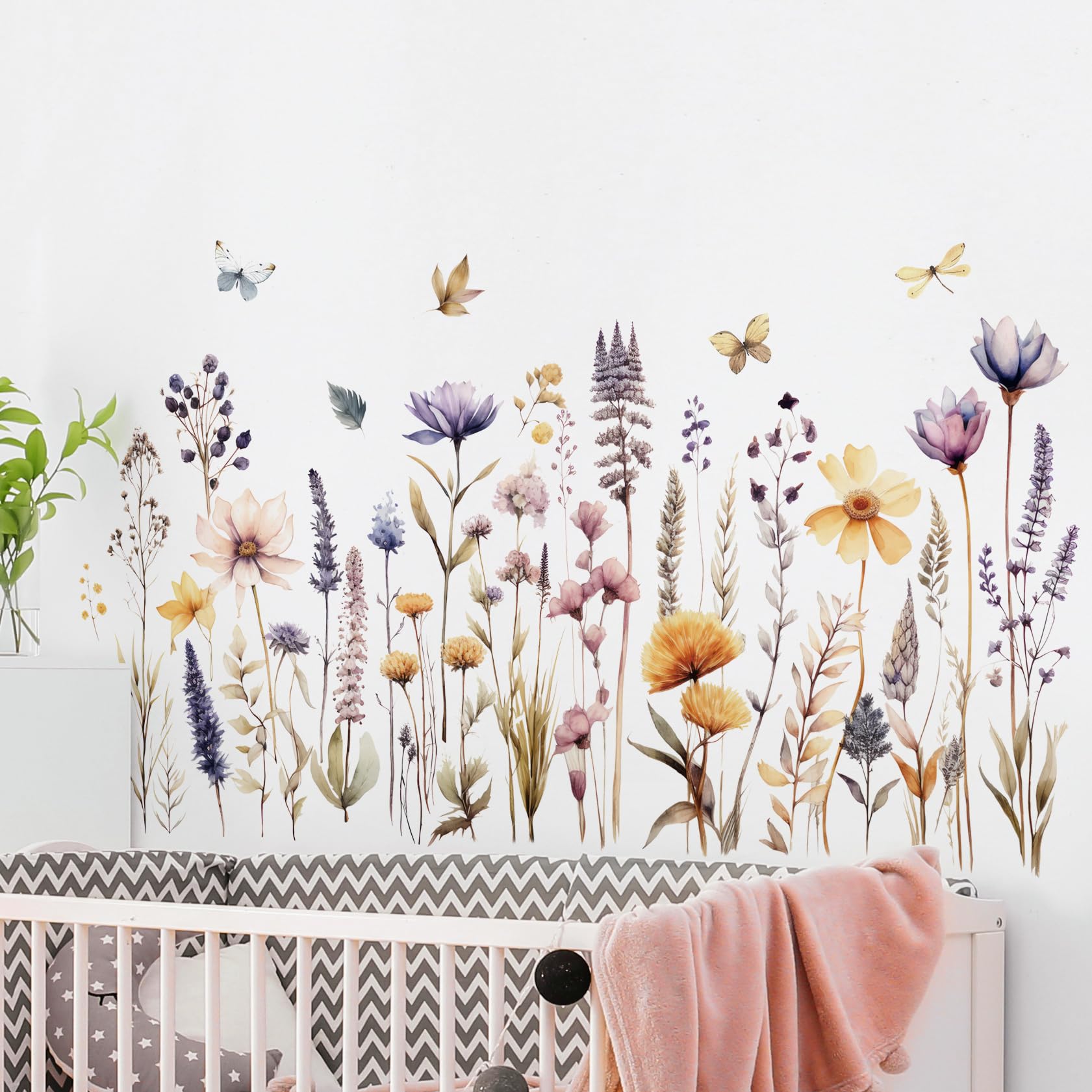 Watercolor Wall Decor Boho Watercolor Flower Wall Decals - Removable ...