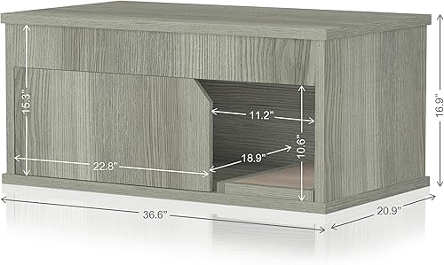 Miniatura 2 de WAY BASICS Caja de arena para gatos, muebles ocultos para gatos, gris Londres
