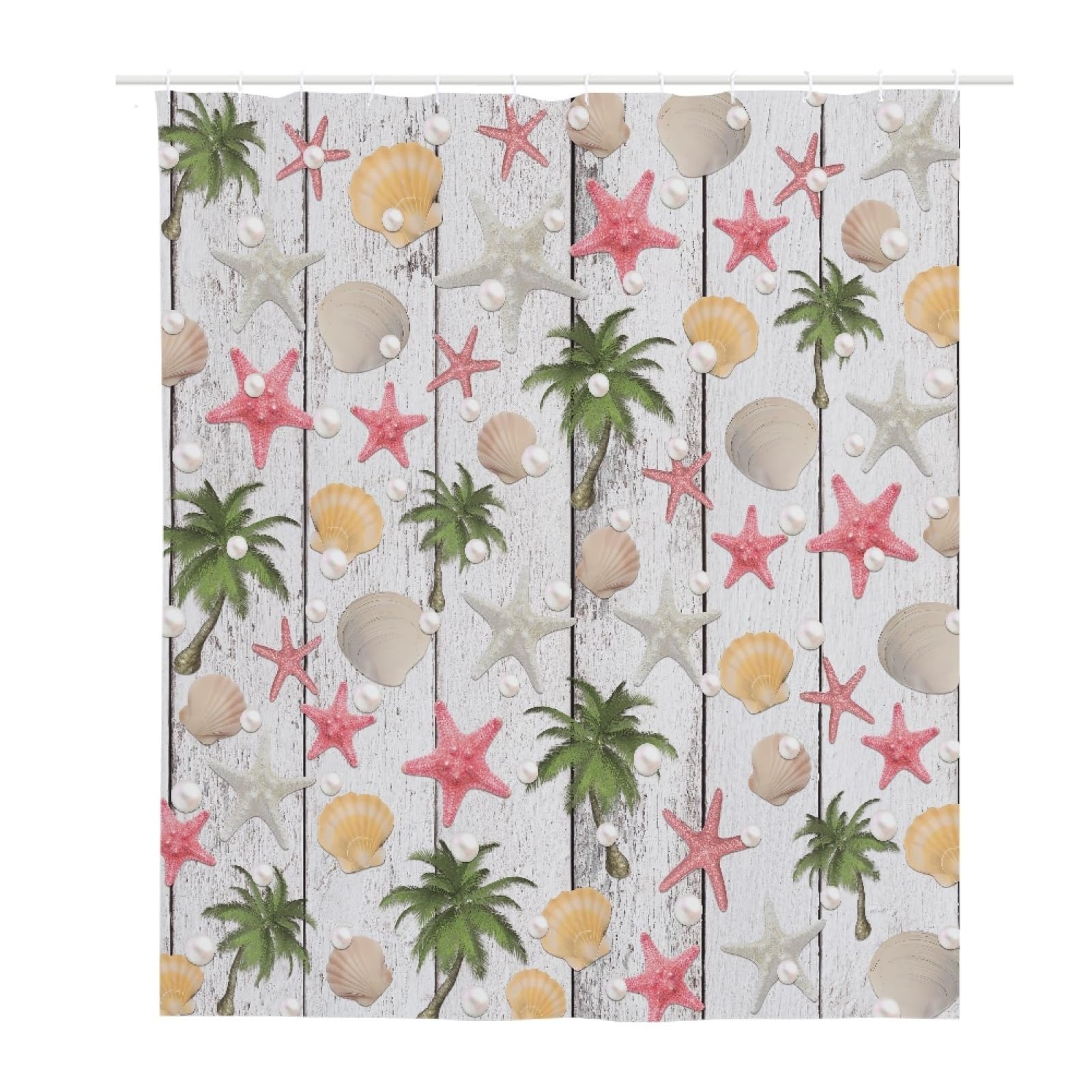 Rideau de douche rose et vert pour baignoire familiale 200x240