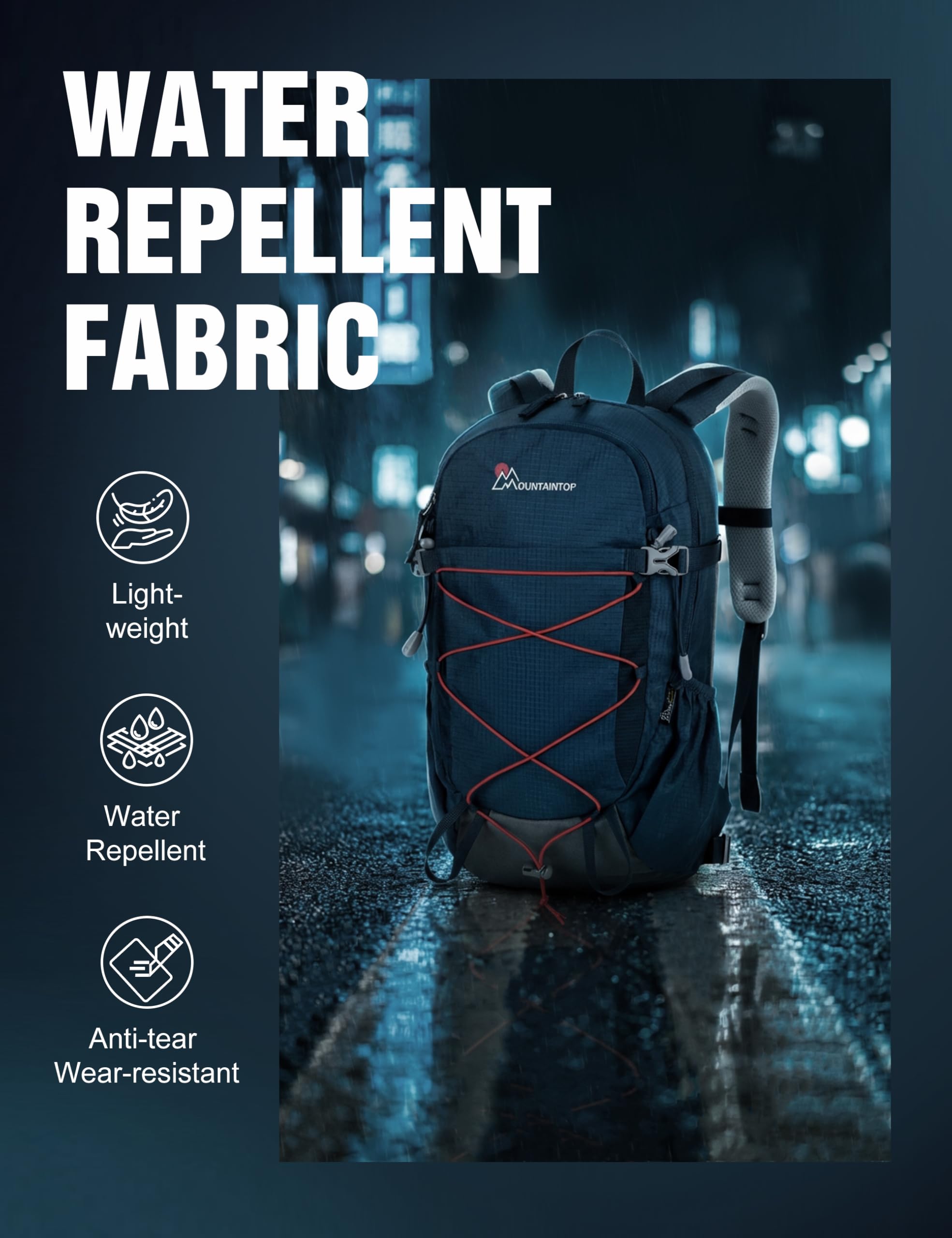 Mountaintop 18L Wanderrucksack Herren Damen Trekkingrucksack Outdoor Rucksäcke für Camping Wandern Reisen(Nebelblau)