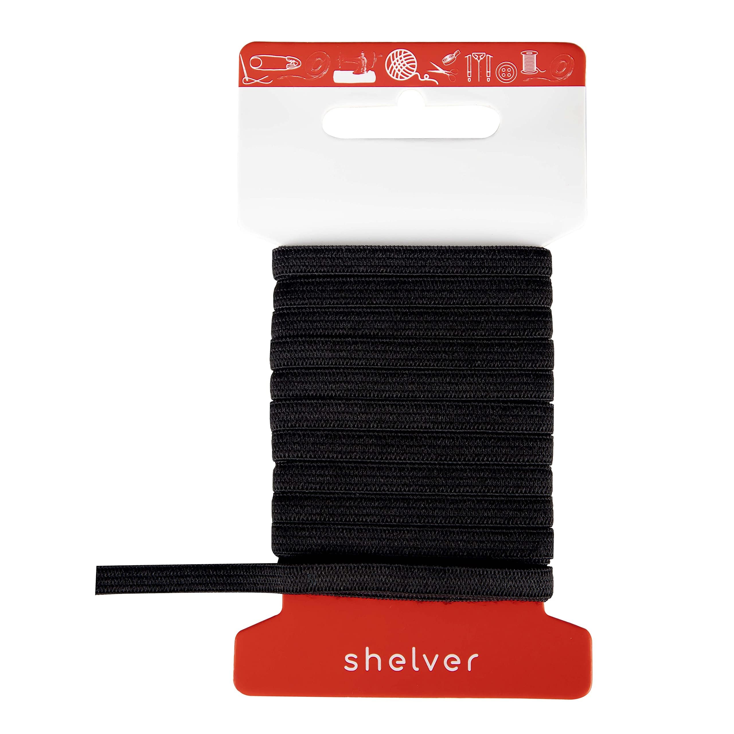 Shelver Sewing Elastic for Waistband, Wig, Dressmaking, Crafts - 20/25/40/50mm Wide Elastic Band (Black, 7mm x 5m)
