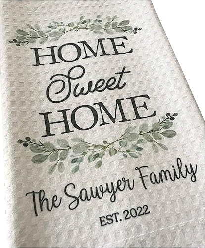 Miniatura 3 de Toalla de gofres con nombre personalizado Home Sweet Home