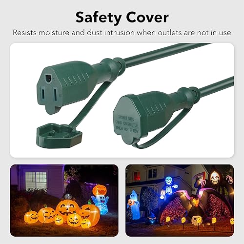 Miniatura 5 de BN-LINK Cable de extensión divisor de 1 a 3, 24 pies de extremo a extremo (36 pies en total), cable de alimentación de múltiples tomas, 163 SJTW