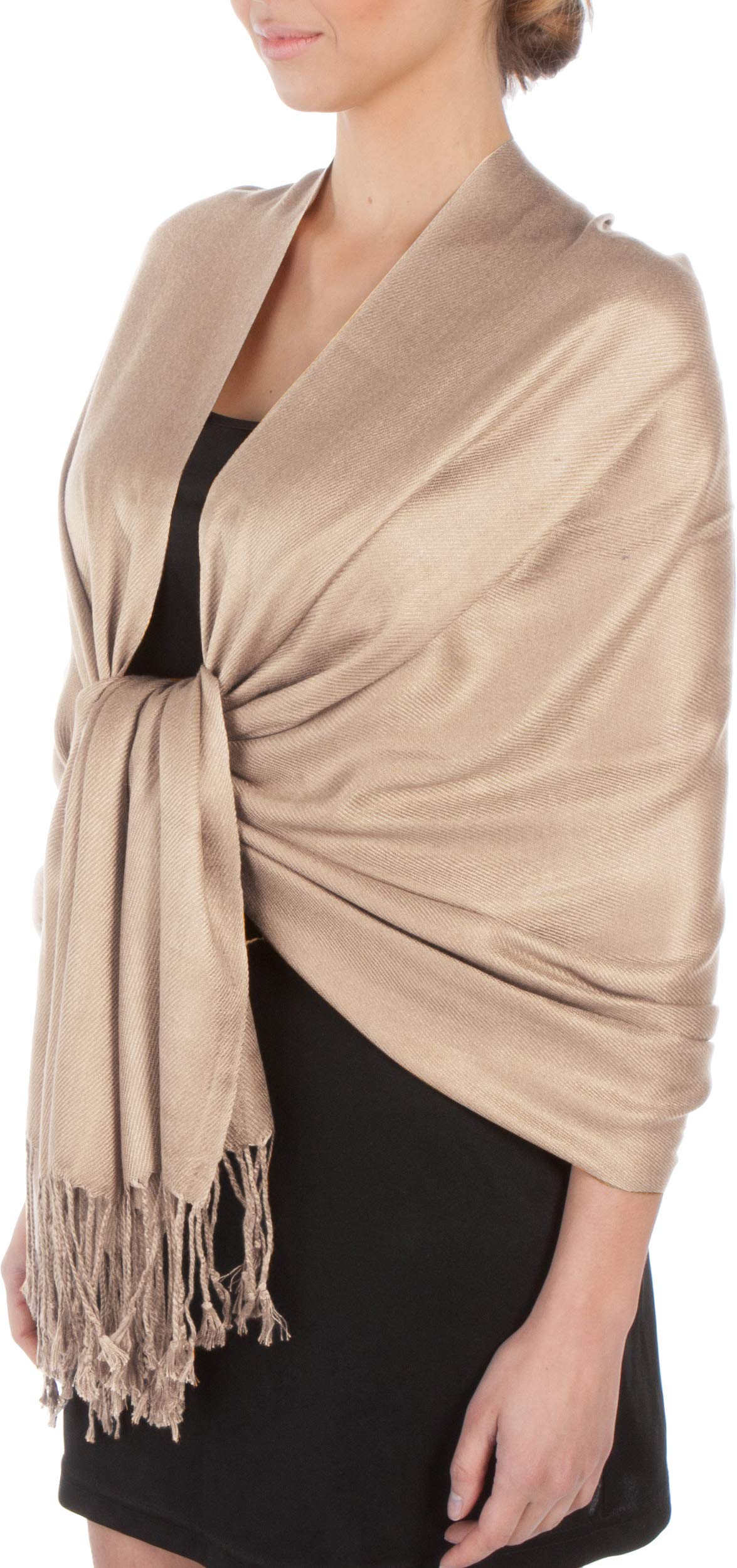Sakkas Women's Clay Large Soft Silky Pashmina Shawl Wrap Scarf In Solid Colors