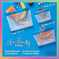 Vista 3 de MUMI Piccolo Bolsas reutilizables con cremallera, juego de 3 bolsas de silicona con cierre hermético Bolsas reutilizables con cierre hermético