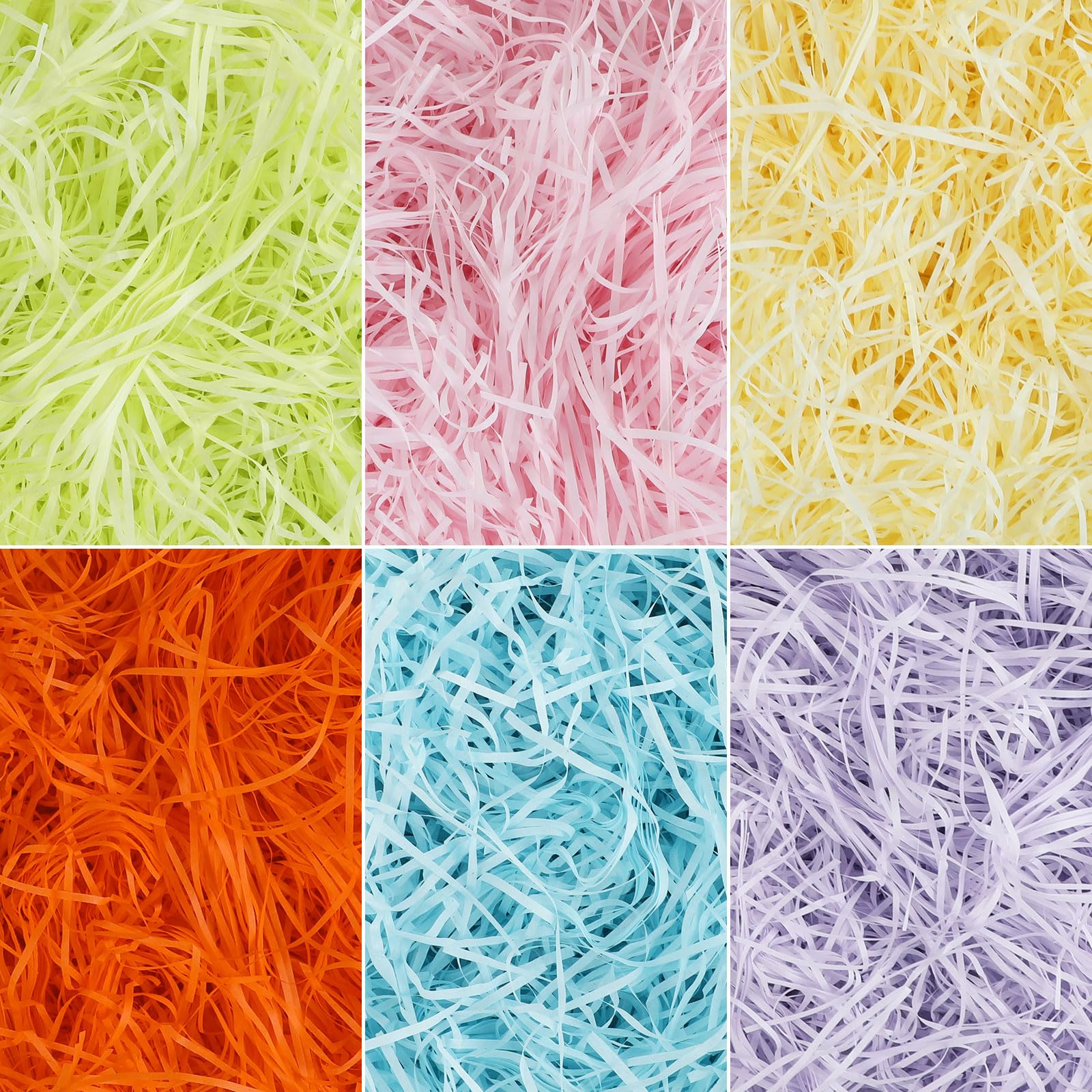 KIMOBER 300g/10.58oz Easter Basket Grass,Colorful Raffia Tissue Paper Shreds Crinkle Cut Paper Shred Filler for Basket Filler Gift Wrapping Supply(6 Colors)