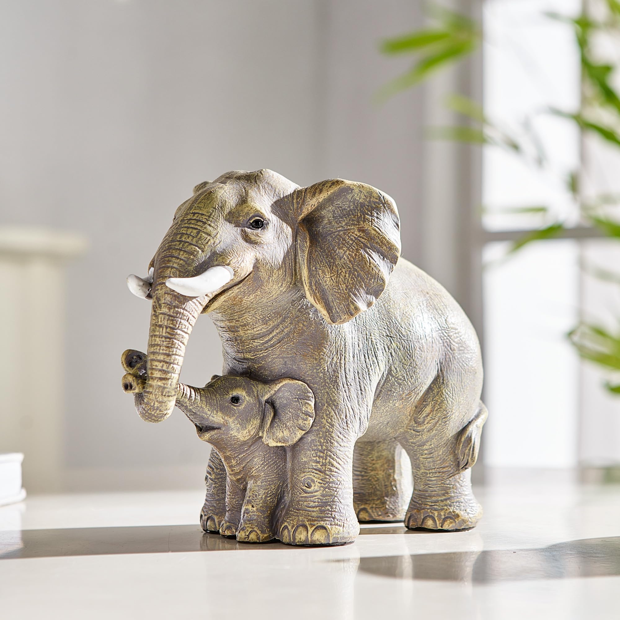 XGZY Decorative Elephant Family Statue, Resin Home Decor, Modern Minimalist Style, Art Sculpture
