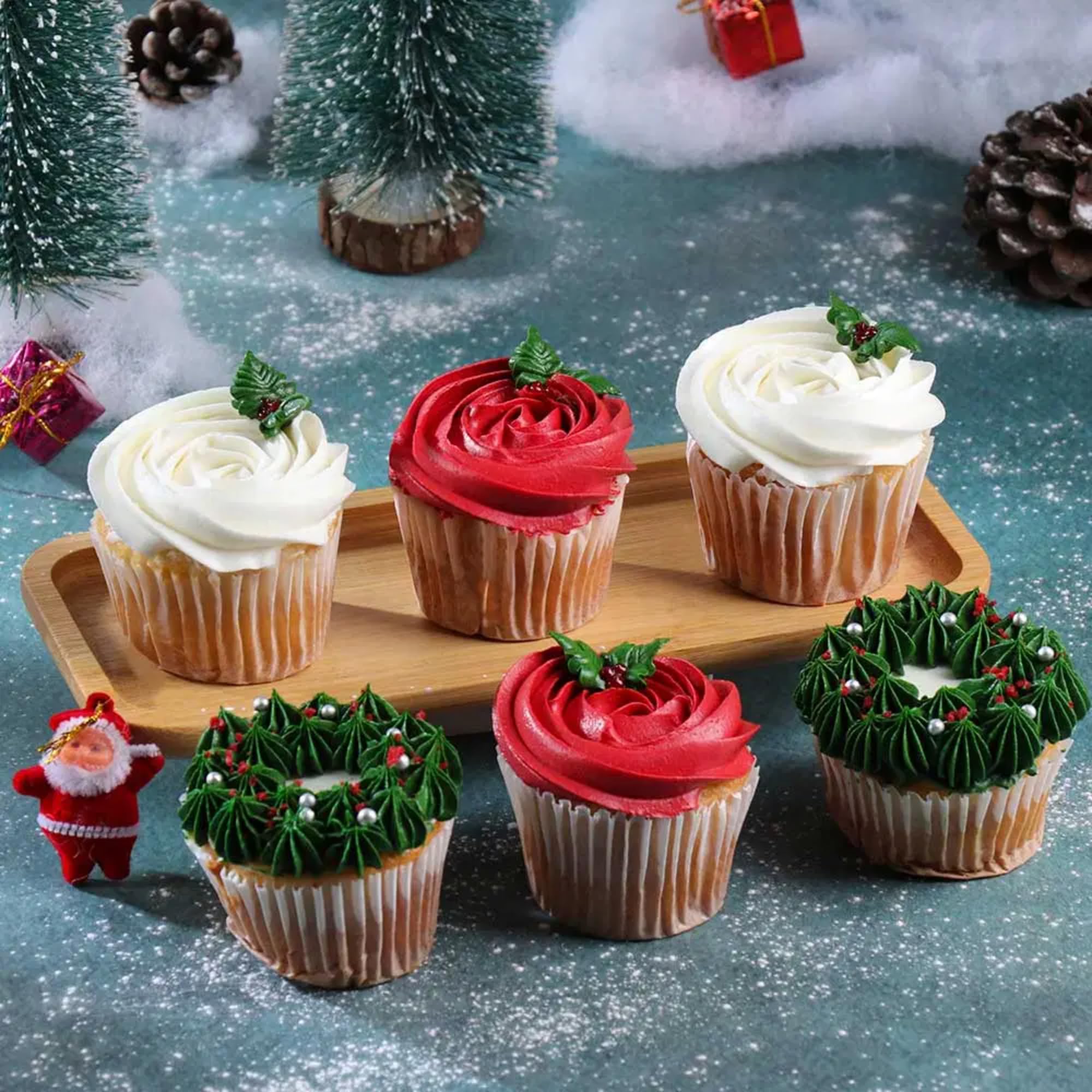 Bakingo Christmas Special Fresh Yummy Set of 6 Christmas Theme Vanilla Flavor Cup Cakes | Christmas Dessert for Celebrate Christmas | Christmas Gift For Friends, Family, Colleagues (Same Day Delivery)-image-45