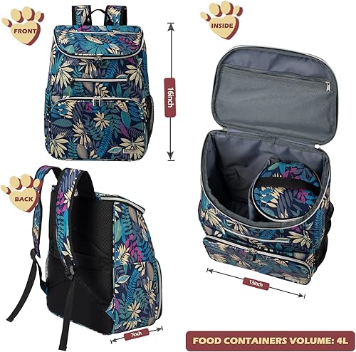 Miniatura 10 de BAGLHER Mochila de viaje para perros, mochila de suministros para mascotas aprobada por aerolíneas, mochila de viaje para perros con 2 cuencos
