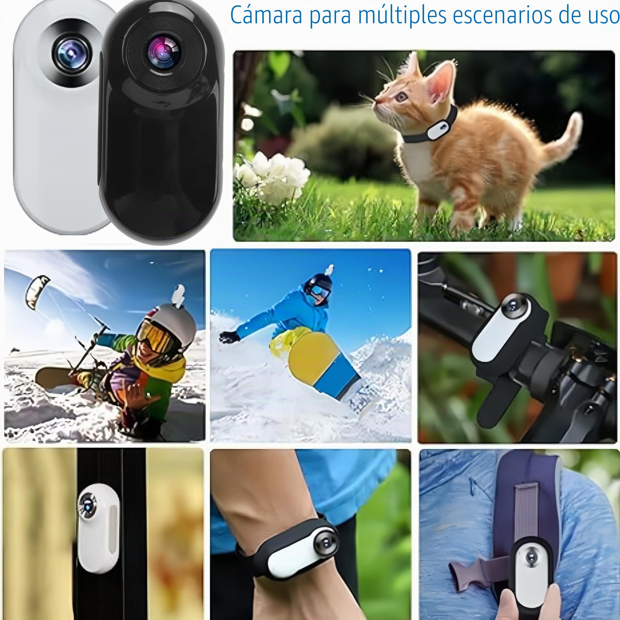 Sxhlseller Collar de Cámara para Gatos - Cámara de Collar para Perros con Gran Angular de 170° con Pantalla LCD de 0,96 Pulgadas, Cámara Corporal Multifuncional para Grabaciones de Vídeo,
