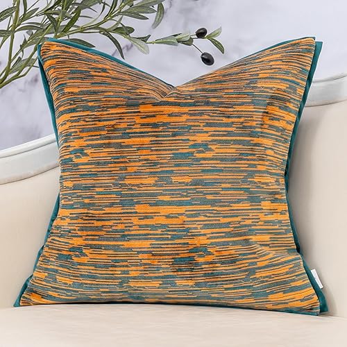 Yangest Funda de almohada de terciopelo a rayas verdes, moderna y lujosa, funda de cojín neutra para sofá, dormitorio, sala de estar, decoración del