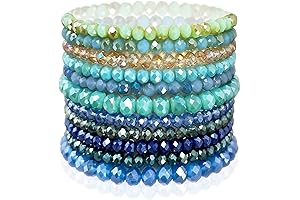 Bohemian Glass Bead Bracelets for Women Crystal Stretch Stackable Statement Bead