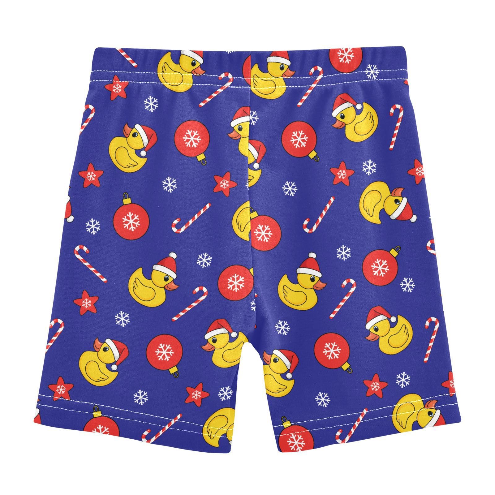 JHKKU Girls Christmas Rubber Duck Shorts Cotton Cartwheel Bike Kids Biker Under Dress Dance Short Girl Clothes 8Y