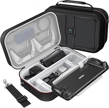 Mooroer Steam Deck Case, 2024 Upgrade Steam Deck Carrying Case, Large Capacity Storage, Built-in AC Adapter Charger Storage, Black