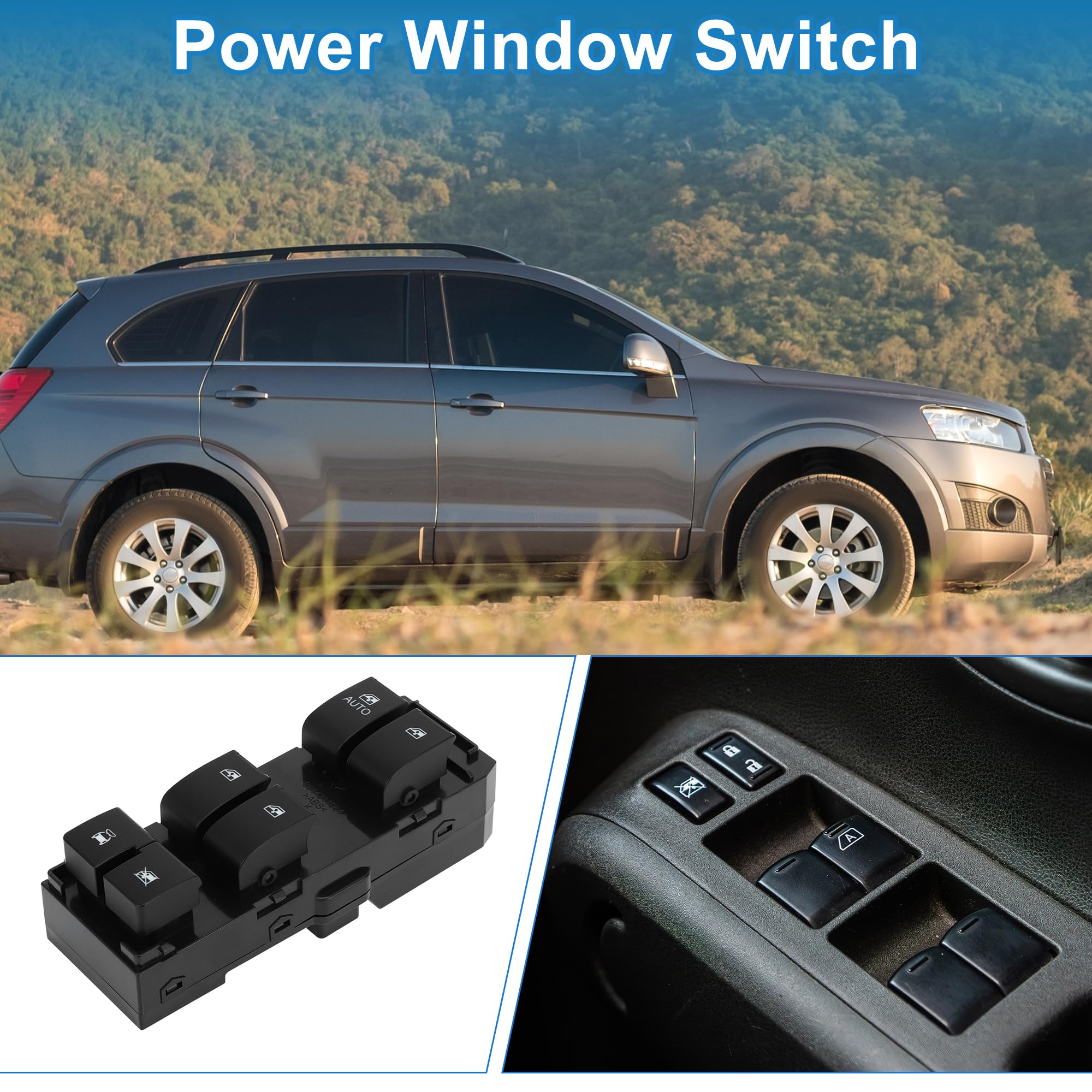 A ABSOPRO Interruptor de elevalunas eléctrico delantero izquierdo para Chevrolet Captiva 2008-2012, color negro