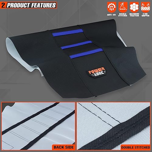 Miniatura 3 de Universal Funda de Asiento para Moto de Cross - Fundas de Asiento de Goma Suave Acanalada para Motocross Enduro Azul