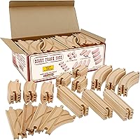 52-Piece Wooden Train Track Set - 18 Feet Expansion Compatible with Thomas, Brio & All Major Brands - Premium Toddler Tracks