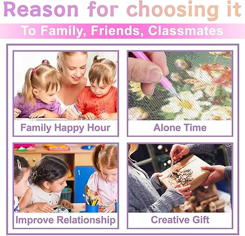 Miniatura 6 de Kit de pintura de diamantes 5D por números, exquisitas flores, kits de pintura de diamantes 5D para adultos, arte de diamantes con accesorios y