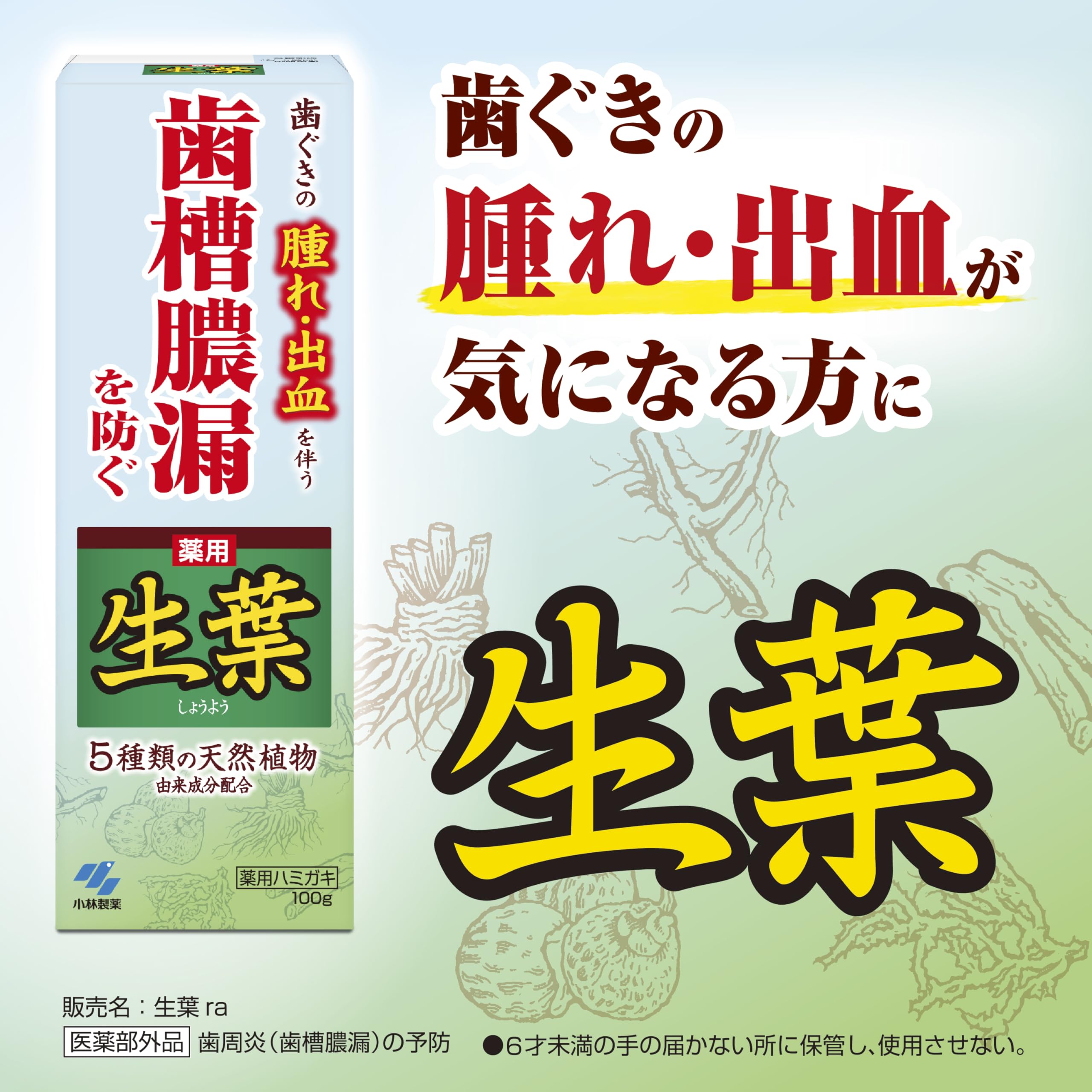 生葉EX 6本セット  歯槽膿漏を防ぐ 薬用ハミガキ ハーブミント味、送料込み Amazon | 生葉EX(しょうようEX) 歯槽膿漏を防ぐ 薬用ハミガキ ハーブ