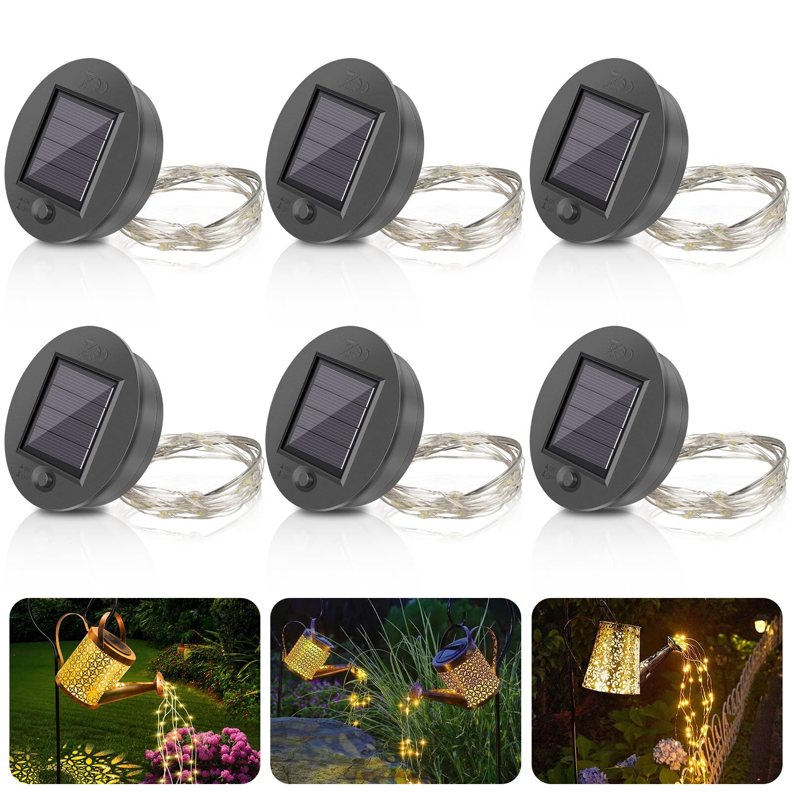 Lot De 7 Guirlandes LED De Remplacement Pour Lampes Solaires - 30 LED Blanc Chaud - IP55 - Charge Solaire