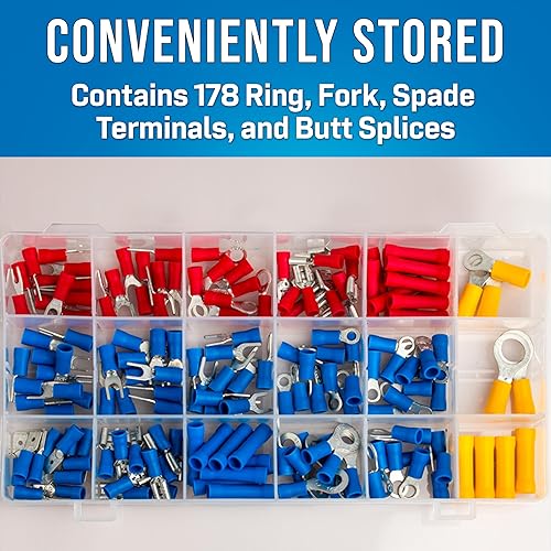 Miniatura 4 de Jonard Tools TCK-178X Kit de terminales de anilloorejeta sin soldadura con empalmes a tope, anillo, horquilla y terminales de pala, y crimpadora de