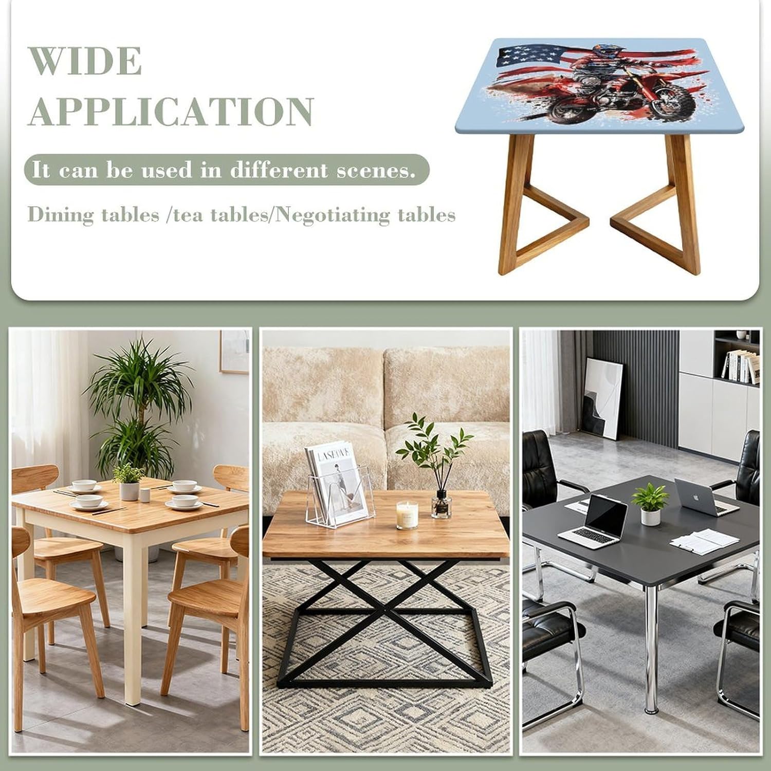 U.S Flag Dirt Bike Motocross Square Tablecloth Print Table Cloths Table Cover Wedding Party Holiday Decor