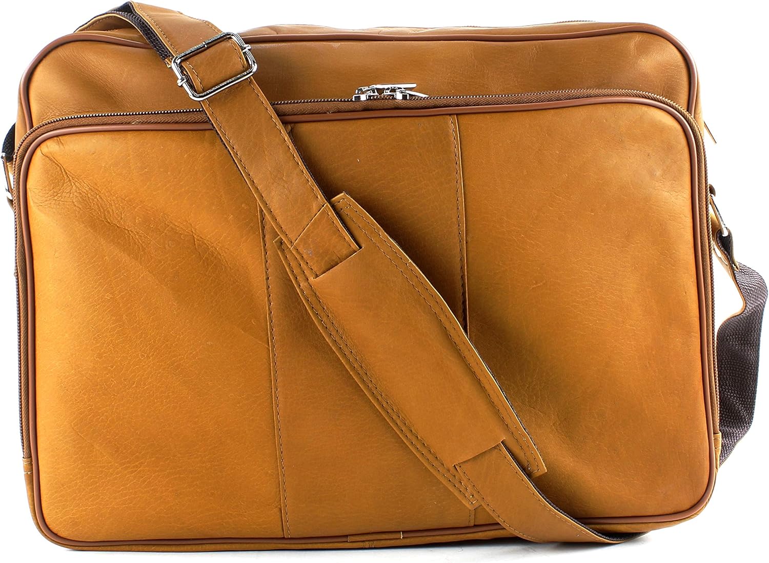 Transit Leather Zip Top Messenger Bag Tan Messenger Bags