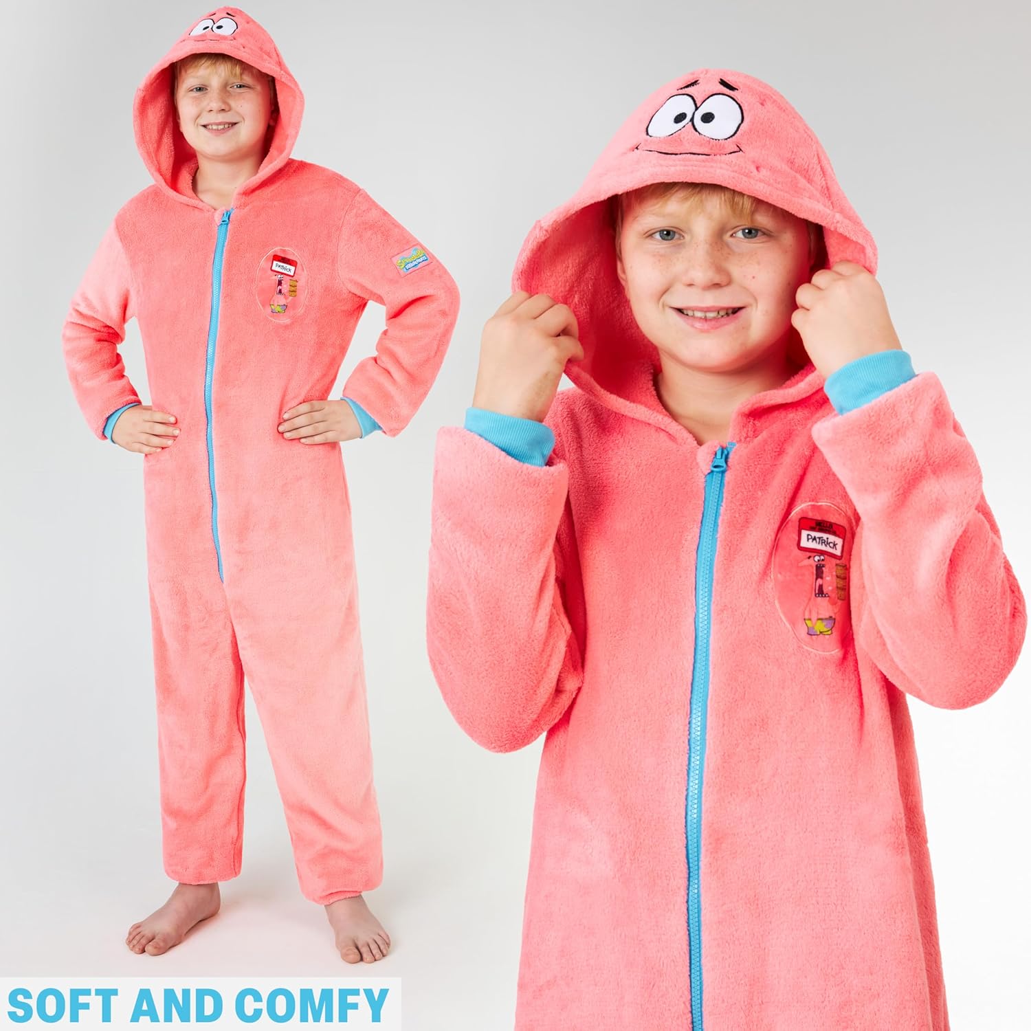 SPONGEBOB SQUAREPANTS One-Piece Pajamas for Kids, 5‑14 years, Hooded Fleece Jumpsuit, Loungewear, Gifts for Girls, Boys - Image 3