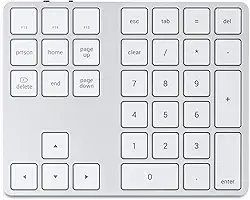 Satechi Teclado Numérico Estendido Bluetooth - Teclado numérico fino recarregável de 34 teclas - Para M2/M1 MacBook Pro/Air, M2/M1 iPad Pro/Air, M2 Mac Mini, iMac M1 (Prata)