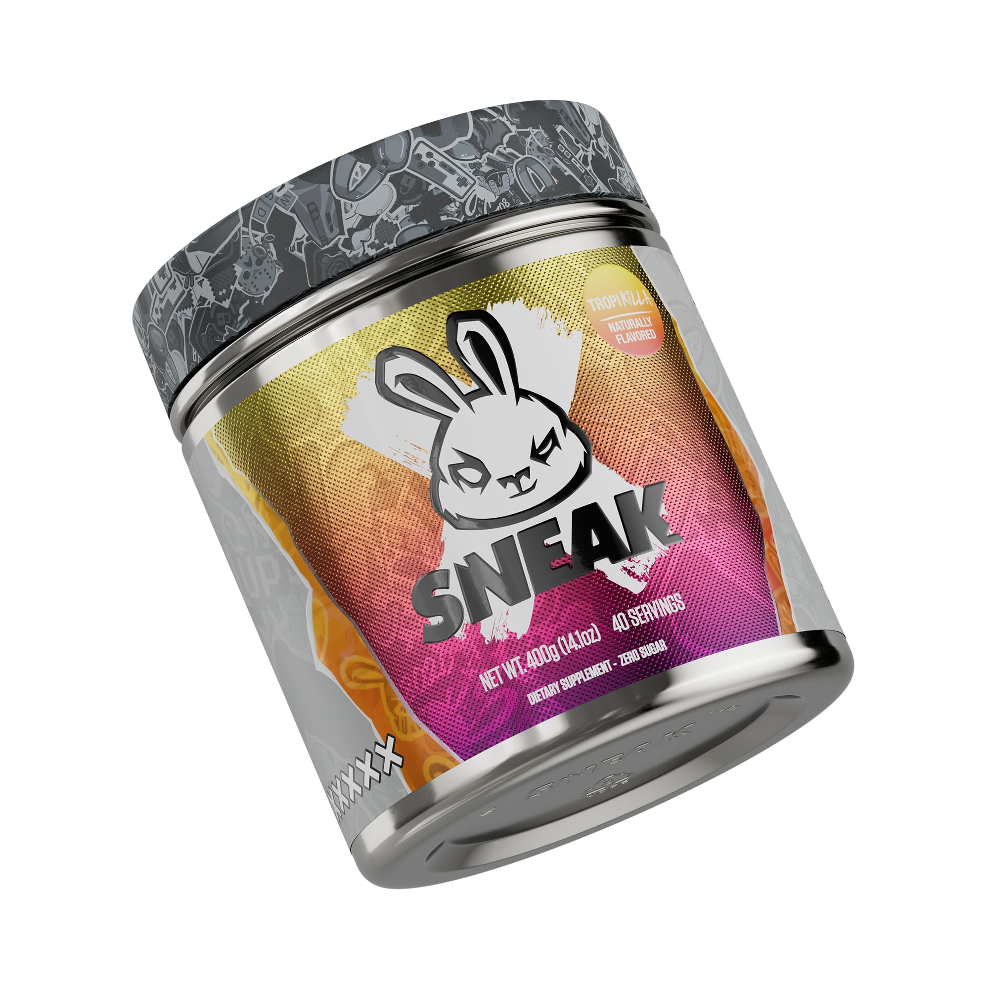 SNEAK Bebida energética em pó com cafeína 150 mg por porção, Tropikilla, 40 porções