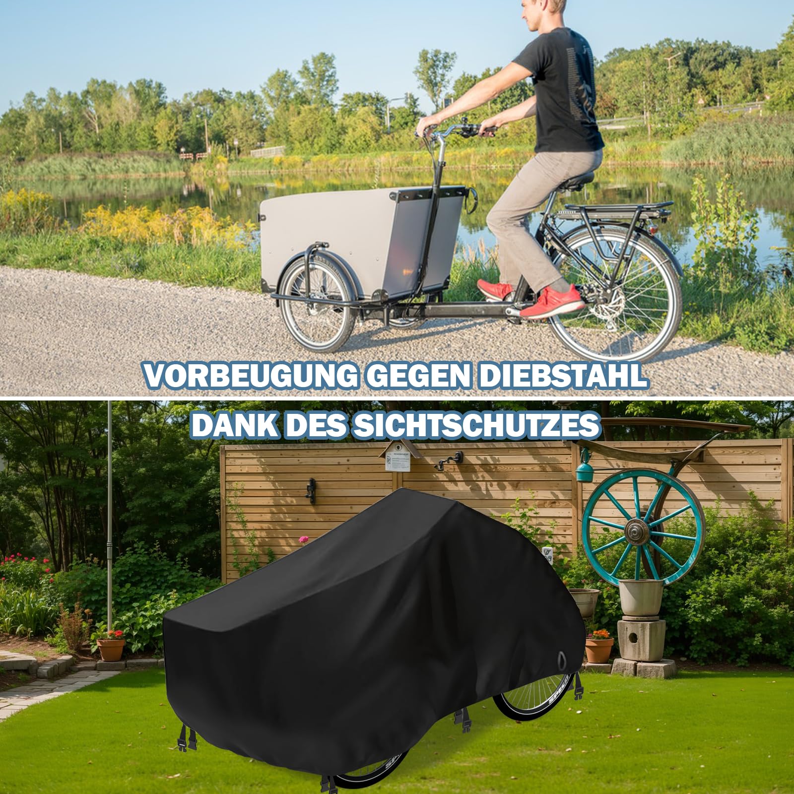 Copertura per ruota di carico, impermeabile, 210D, in tessuto Oxford 210D, per rimorchi di bicicletta, 220 x 100 x 105 cm