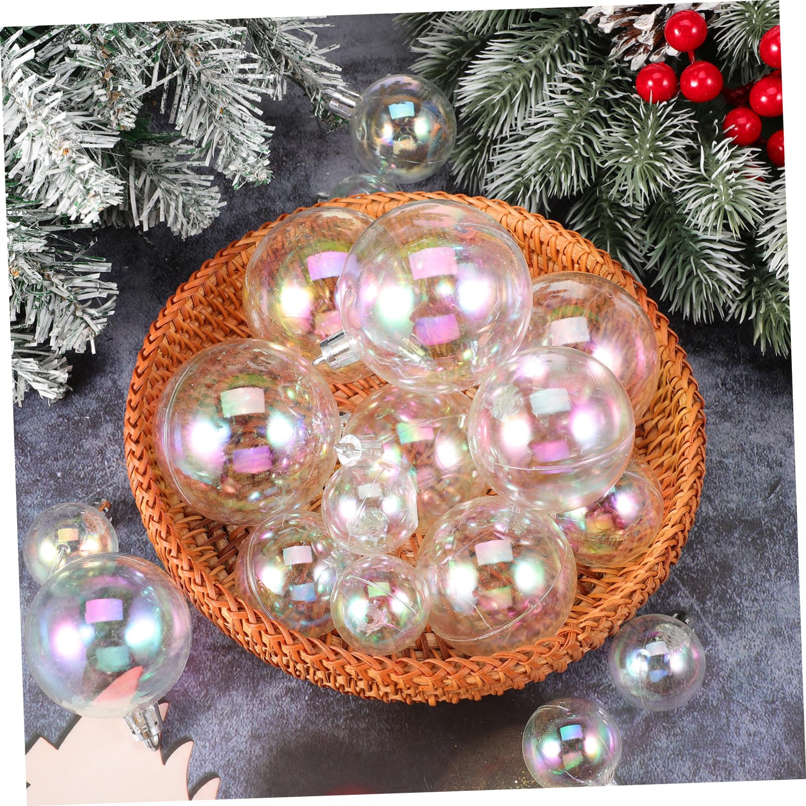 MAGICLULU 18pezzi Palline di Natale Trasparenti in Plastica Ornamentali da Appendere per Albero di Natale Dimensioni per Decorazioni Festive Casa