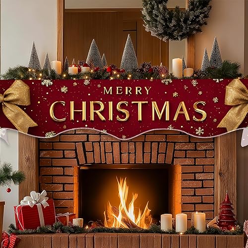 Miniatura 7 de Bufanda de Navidad para chimenea, cubierta decorativa para Navidad, invierno, mantel superior (lazo de Navidad, 70 pulgadas de largo x 17 pulgadas