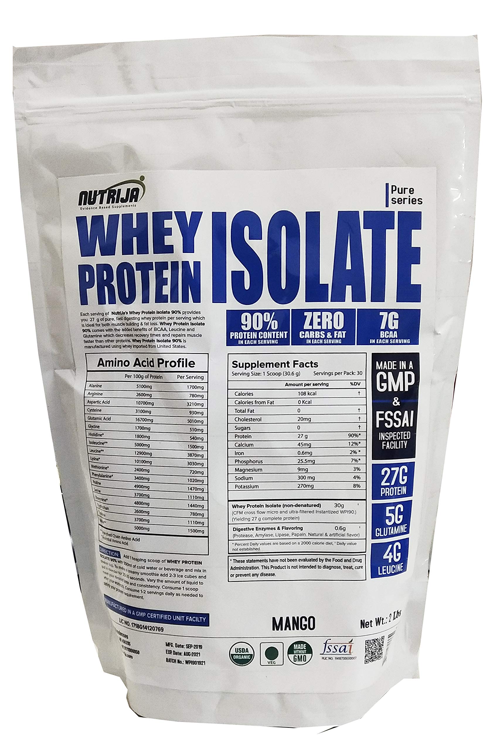 NutriJaWHEY PROTEIN ISOLATE 90%™ - Zero Carb & Zero Fat with Added Digestive Enzymes- 2lbs (Cookies & Cream)