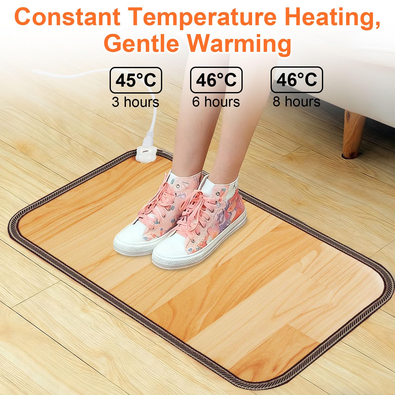 Calienta Pies Eléctrico 50x30cm Calentador de Pies Temperatura Ajustable Alfombra Calefactable con Parte Trasera Antideslizante, Calentadores de Pies Eléctrico para Oficina Hogar