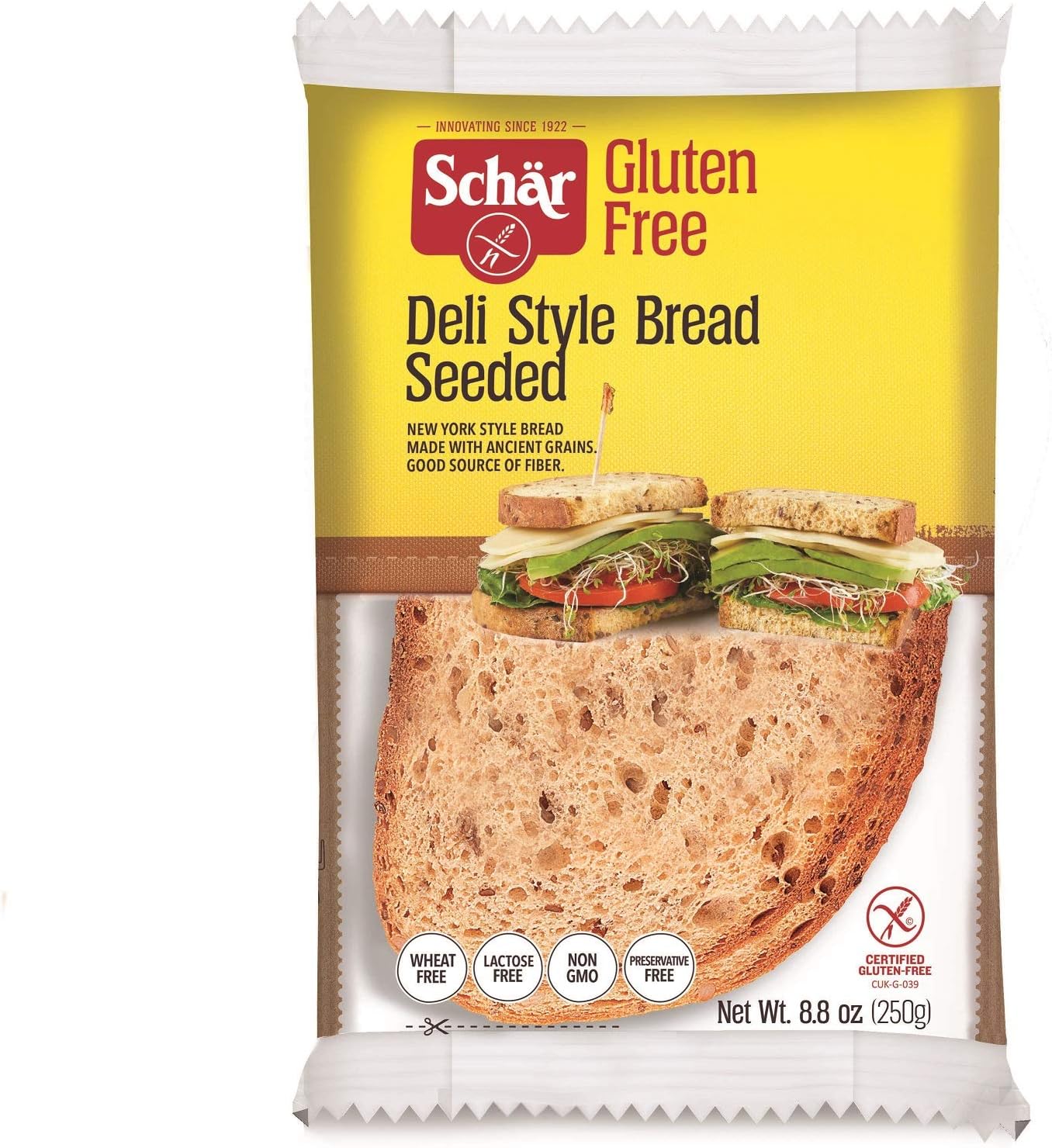 Schar GLUTEN FREE DELI STYLE SEEDED, 8.8 OUNCE, Pack of 5